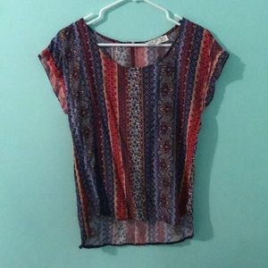 Patterned blouse (blue and burnt orange colors)